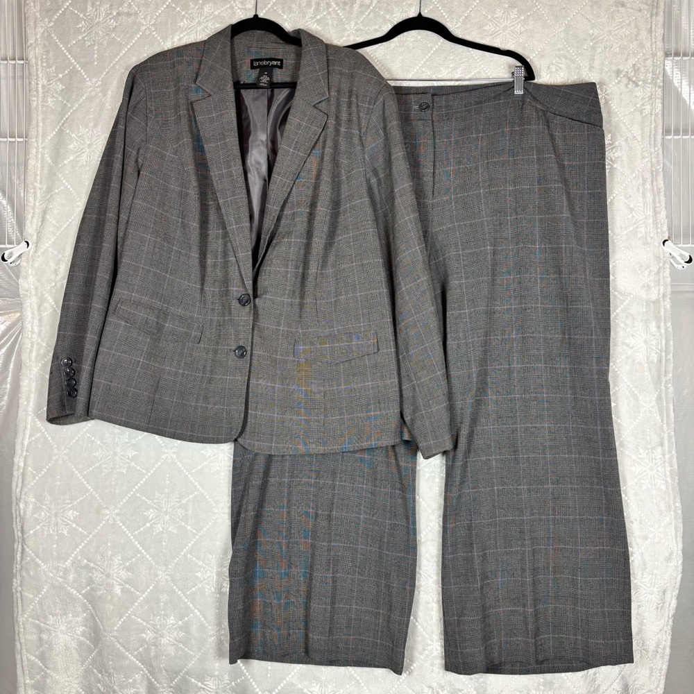 Lane Bryant Plus Size 28 Plaid Suit Set Blazer & Pants Career Workwear